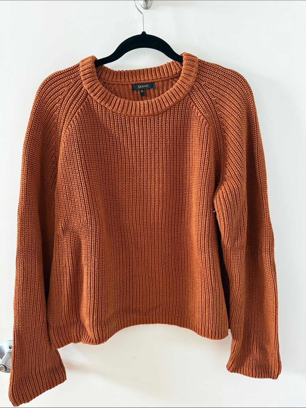 Quince Women's Rust Orange Ribbed Crewneck Sweater
